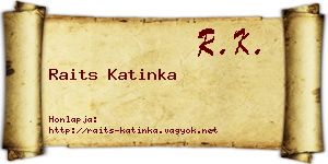 Raits Katinka névjegykártya